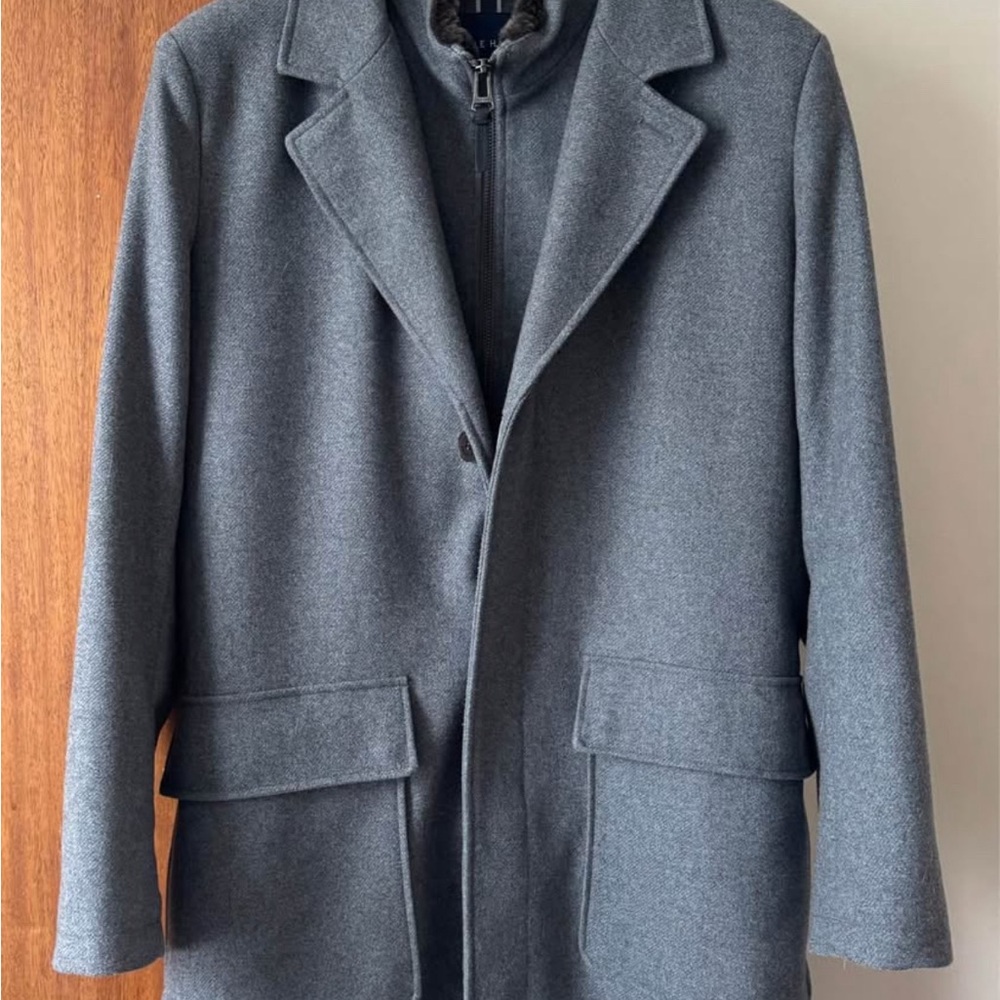 Cole Haan Men's Charcoal Wool Blend Sweater Bib Dress Jacket